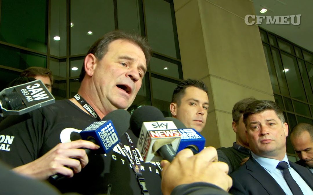 Victory for workers over a conspiracy against unions, as charges dropped against CFMEU officials